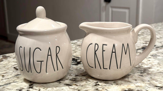New Rae Dunn white ceramic SUGAR/CREAM set