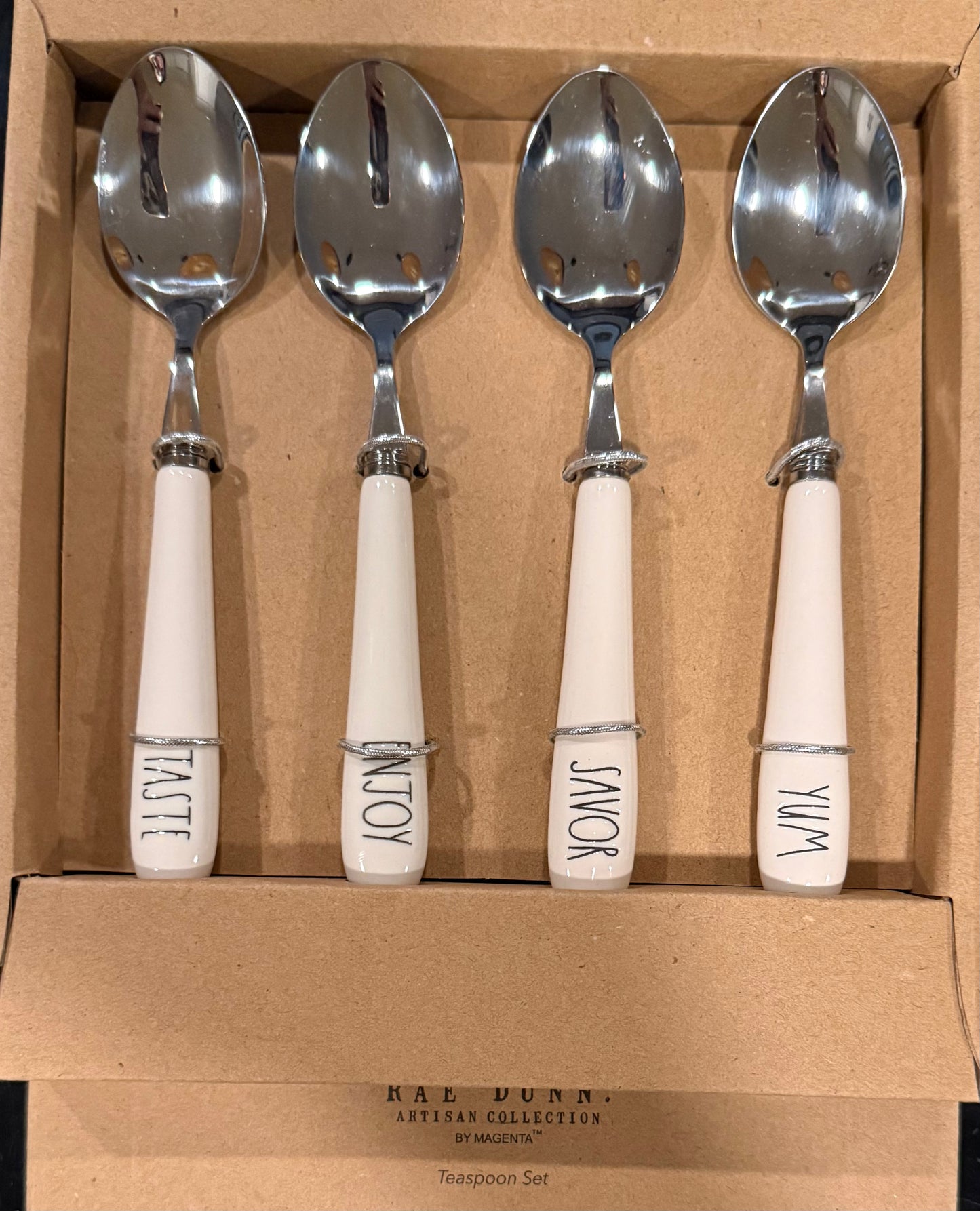 New in box Rae Dunn ceramic handled teaspoon set