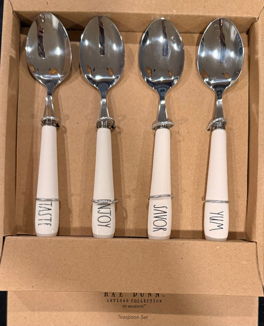 New in box Rae Dunn ceramic handled teaspoon set