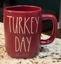 New Rae Dunn burgundy ceramic mug TURKEY DAY
