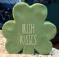 New Rae Dunn green ceramic 4-leaf clover large St. Patrick’s Day decor IRISH KISSES