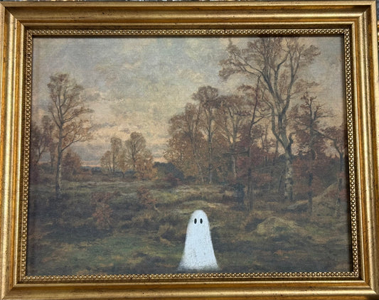 New viral Ghost Halloween picture wall decor single ghost gold framed 10x8