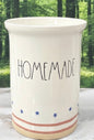 New Rae Dunn white striped ceramic July 4th clay bottom utensil holder HOMEMADE