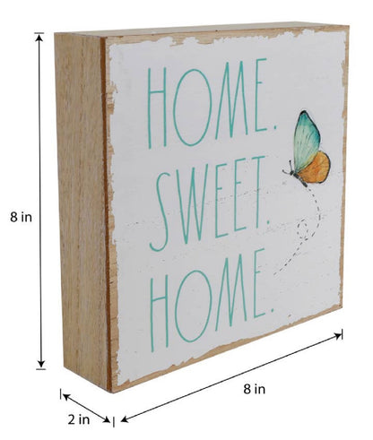 New Rae Dunn Home Sweet Home 8x8 butterfly sign decor