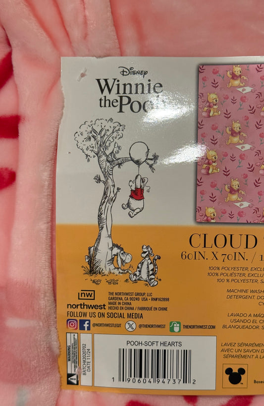 New Disney’s Pink Winnie the Pooh floral throw blanket 60x70 oversized cloud material