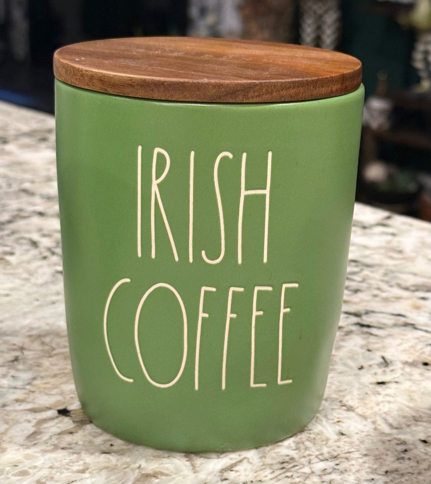 New Rae Dunn green ceramic St. Patrick’s Day 5” cellar IRISH COFFEE