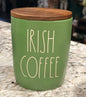 New Rae Dunn green ceramic St. Patrick’s Day 5” cellar IRISH COFFEE
