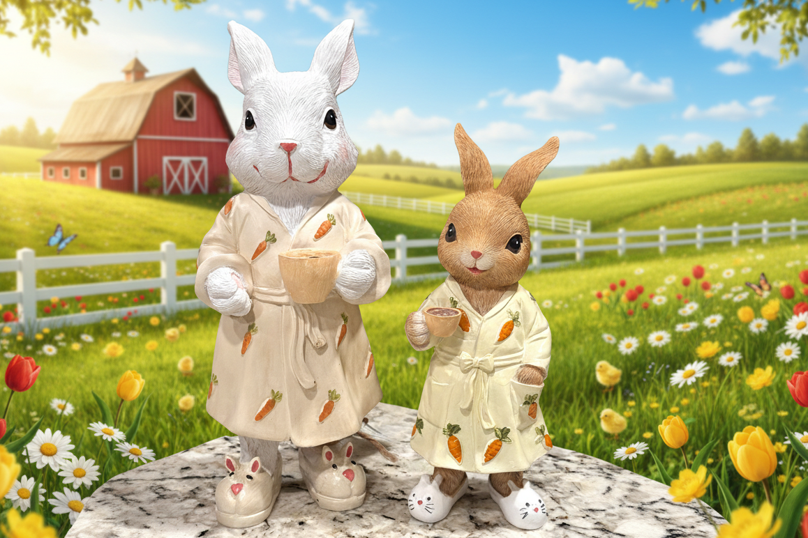 New resin Momma & Mini 2-piece slipper/pajamas decor set