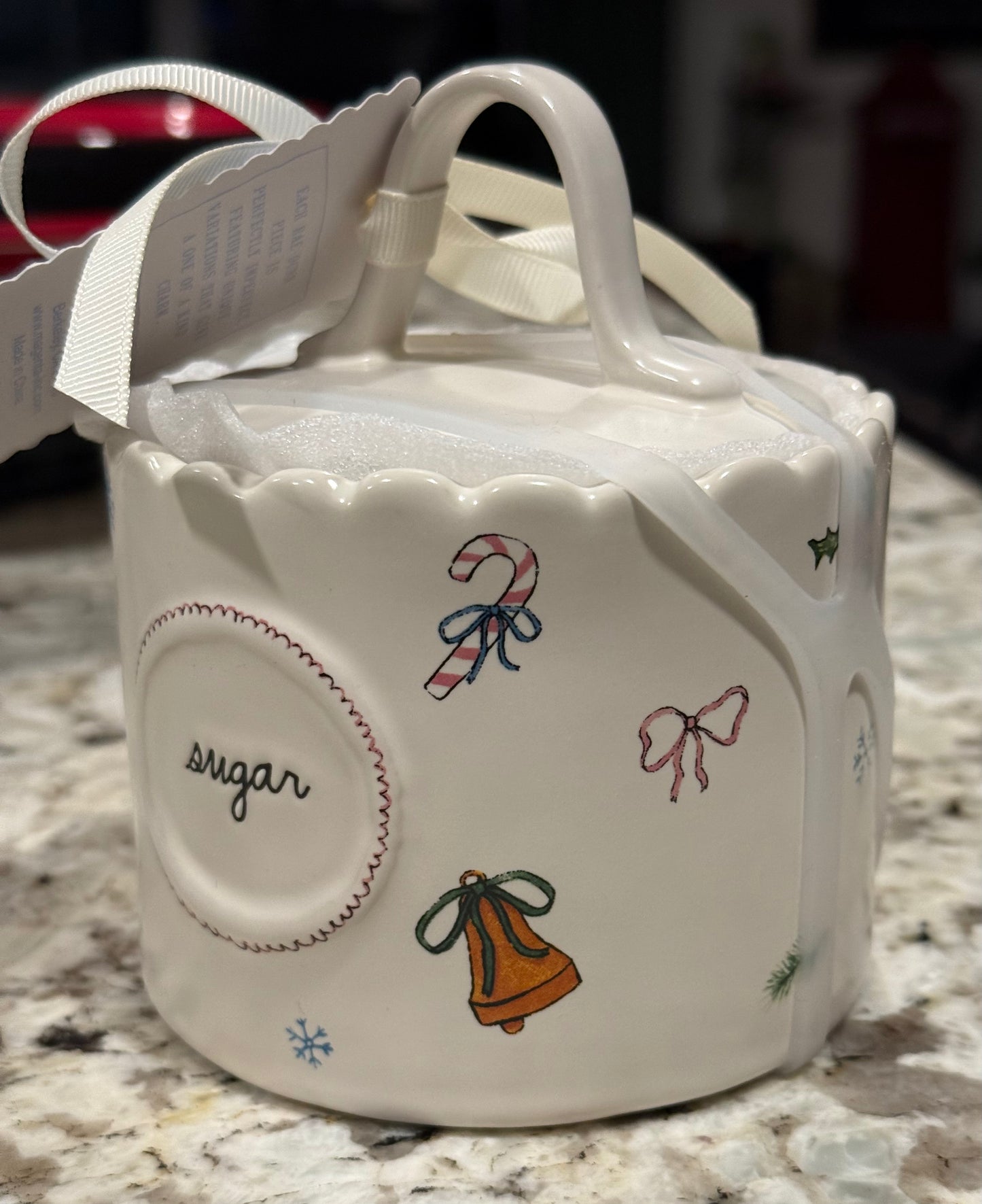 New Rae Dunn ceramic Christmas print SUGAR container