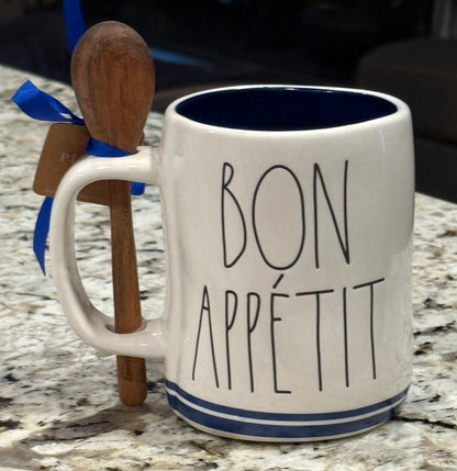 New Rae Dunn x Ratatouille white ceramic coffee mug BON APPETITE’