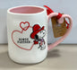 New Rae Dunn x Peanuts Snoopy Valentine’s Day heart handled coffee mug pink interior HOWDY PARTNER.