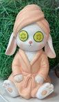 New resin Easter decor Spa Bunny 7.75” tall