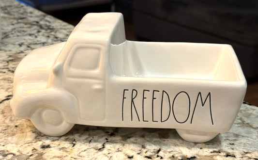 New Rae Dunn white ceramic truck decor FREEDOM