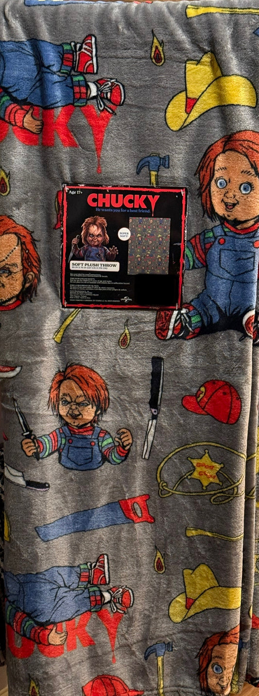 New Chucky gray Halloween throw blanket bedding 50x70