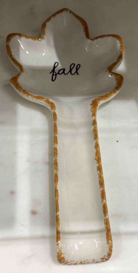 New Rae Dunn ceramic leaf  spoon rest FALL