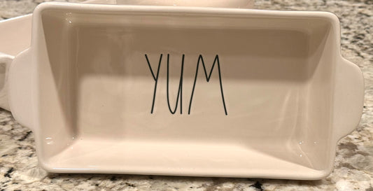 Rae Dunn white ceramic baking pan 10.5x5 YUM