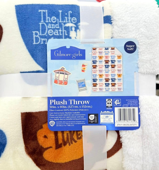 New 50x60 Sherpa lined Gilmore girls throw blanket bedding coffee mug print