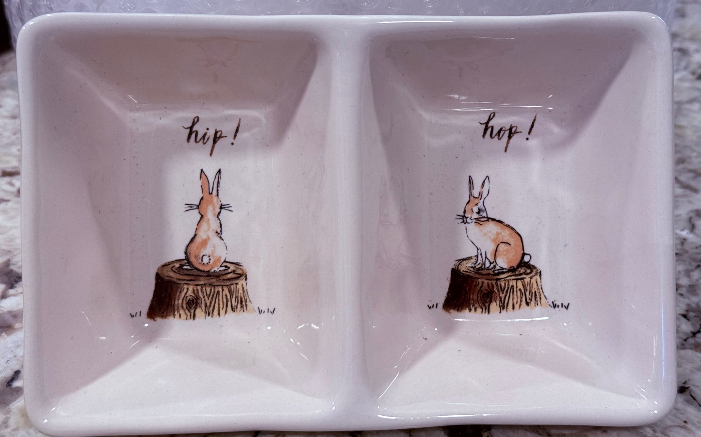 Rae Dunn vintage bunny line ceramic dip tray HIP HOP!