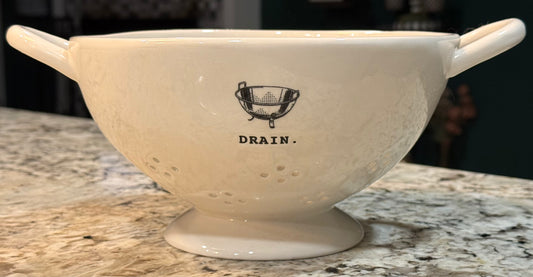 Rae Dunn white ceramic original icon line colander DRAIN