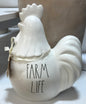 New Rae Dunn ceramic rooster cookie jar FARM LIFE