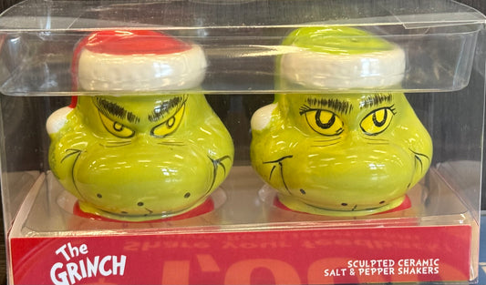 New ceramic Grinch Christmas salt and pepper shaker set