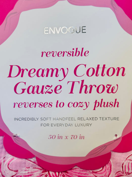 New EnVouge Dreamy gaze pink coquette reversible throw bedding blanket 50x70