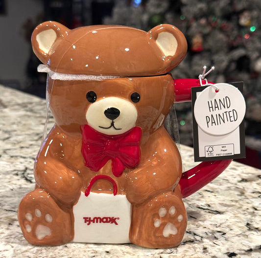 New ceramic Teddy Bear 🧸 Christmas coffee mug TJMAXX bag