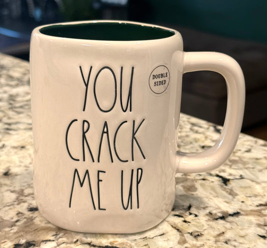New Rae Dunn white ceramic nutcracker coffee mug YOU CRACK ME UP