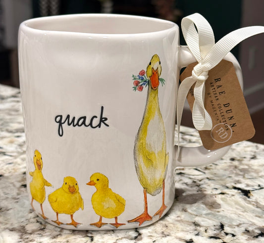 New Rae Dunn white ceramic coffee mug QUACK