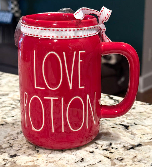 New Rae Dunn red ceramic coffee mug LOVE POTION