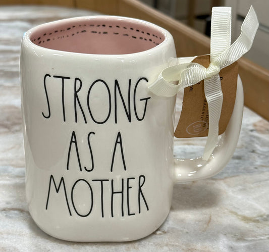 New Rae Dunn white ceramic coffee mug STRONG AS A MOTHER