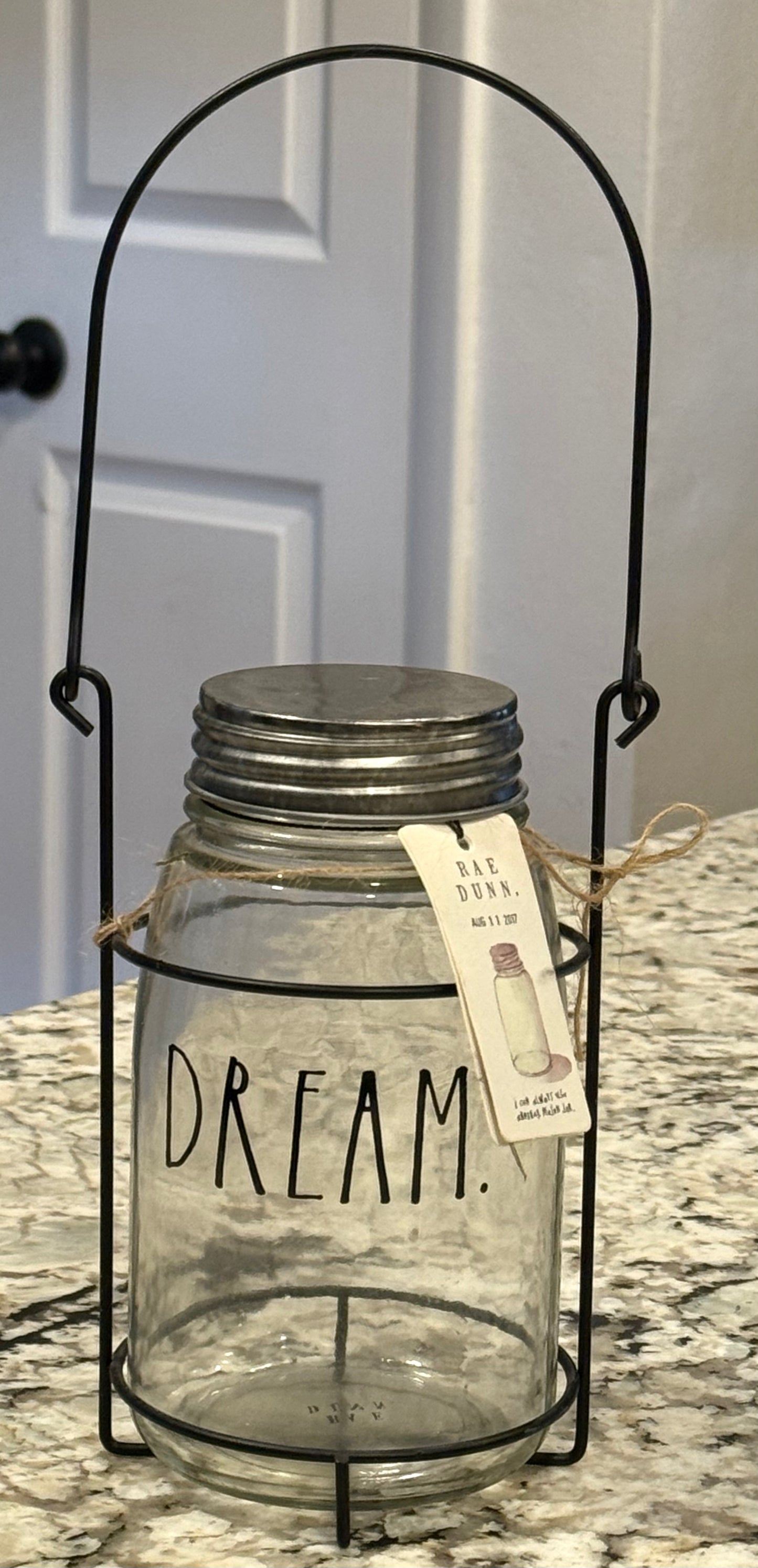 New Rae Dunn glass lantern mason jar DREAM.