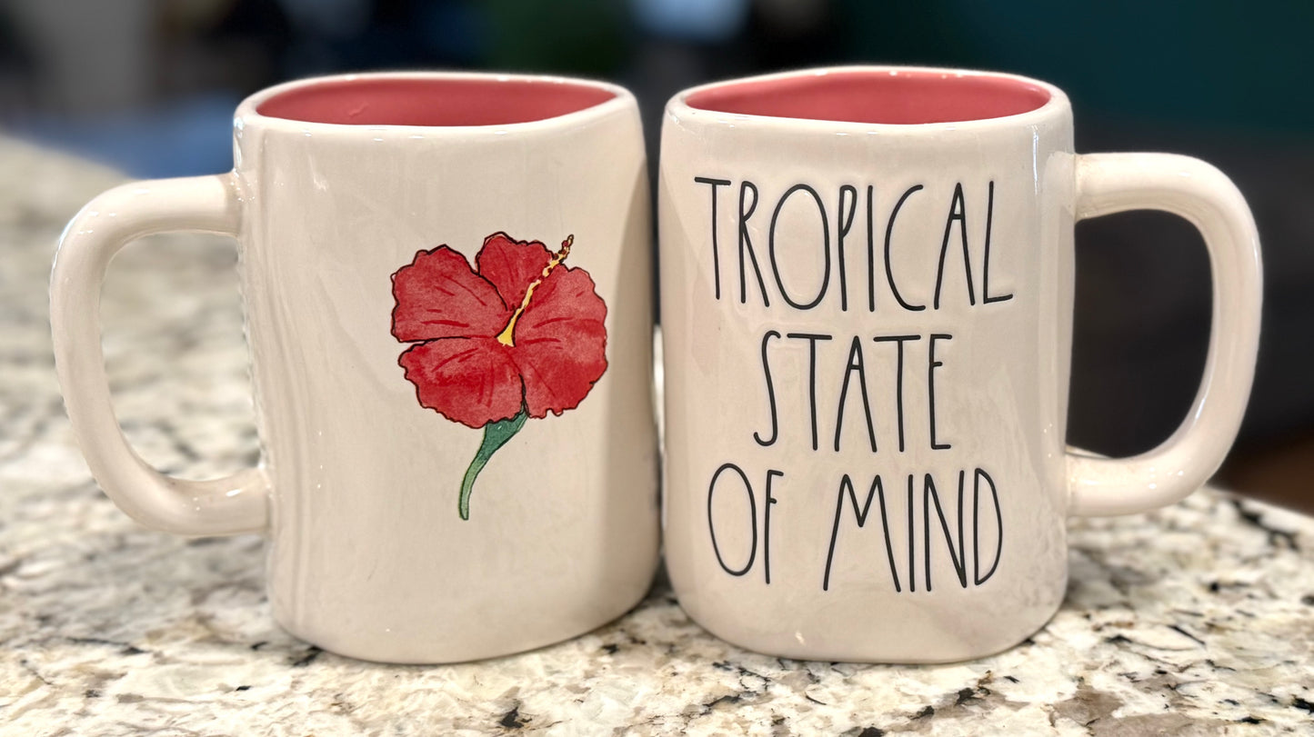 New Rae Dunn white ceramic coffee mug TROPICAL STATE OF MIND