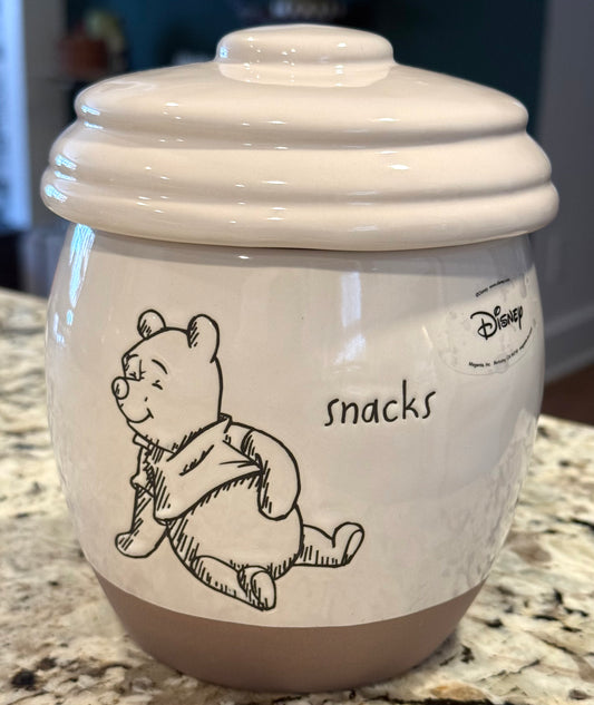 New Rae Dunn x Disney’s Winnie the Pooh ceramic SNACKS canister 6.5”