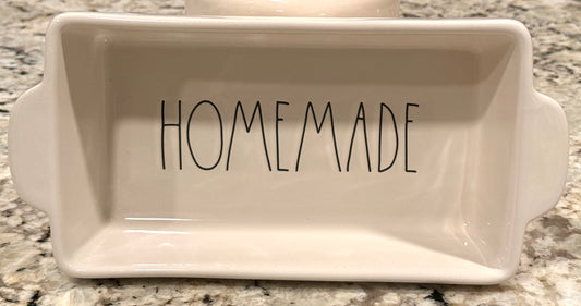 Rae Dunn white ceramic baking pan HOMEMADE 10.5x5