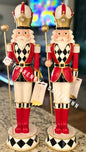 New Christmas decor red checked nutcracker 20” wood set (2)  both included.
