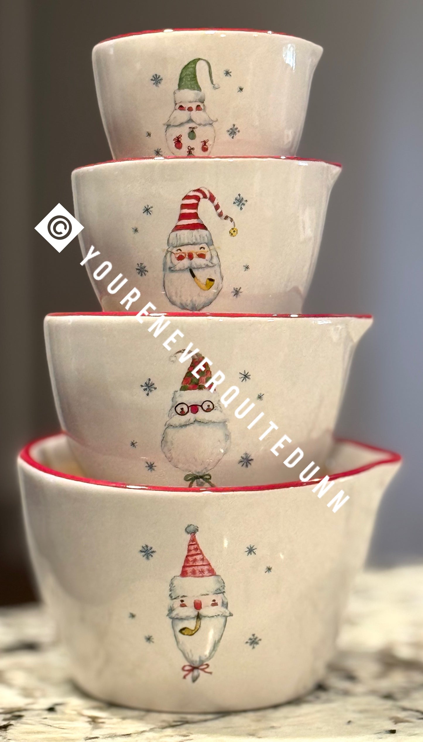New Rae Dunn Christmas ceramic Santa’s measuring cup set
