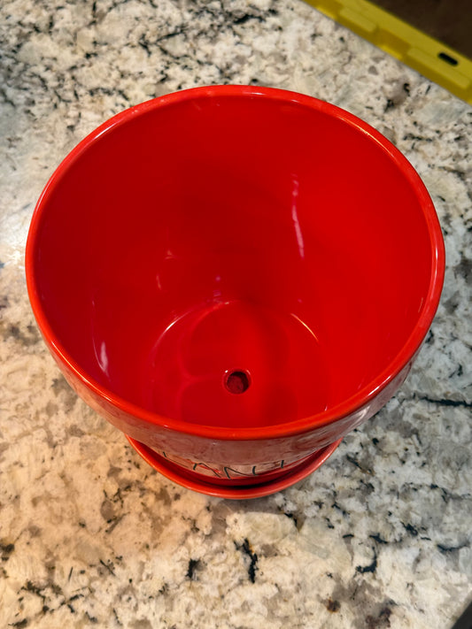 Rae Dunn ceramic orange garden planter decor 8x8 large PLANT