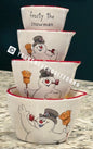 New Rae Dunn white ceramic FROSTY THE SNOWMAN ☃️ Christmas measuring cup set