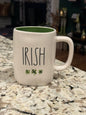 New Rae Dunn St. Patrick’s Day ceramic coffee mug IRISH, watercolor shamrocks