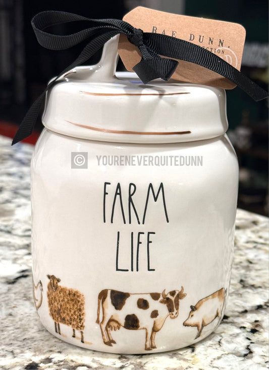 New Rae Dunn white ceramic new release Farmline canister FARM LIFE
