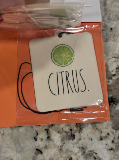 New Rae Dunn CITRUS SUMMIT 3-pack car air fresheners ORANGE, LEMON, CITRUS