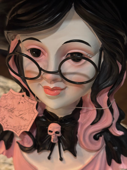 New pink & black resin witch girl bust form Halloween decor