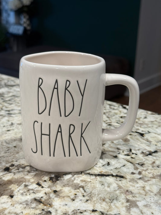 New Rae Dunn white ceramic coffee mug BABY SHARK