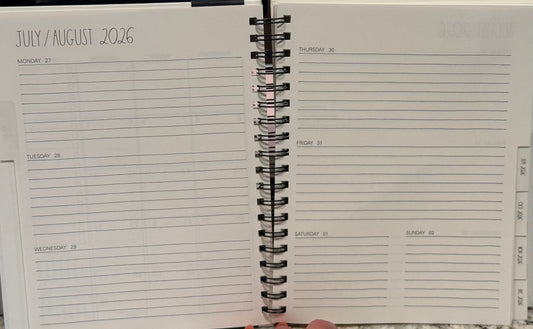 New Rae Dunn 8x10 spiral hardback 2026-2027 Planner-gold flower