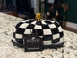 New black and white ceramic check checkered pumpkin butter dish