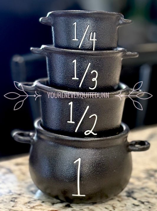 New Rae Dunn black matte ceramic cauldron Halloween measuring cup set