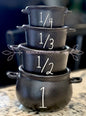 New Rae Dunn black matte ceramic cauldron Halloween measuring cup set