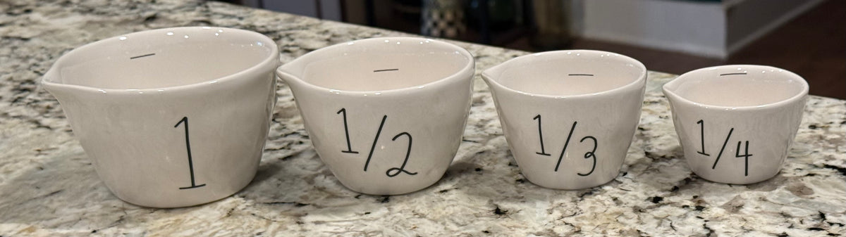 New Rae Dunn white ceramic Christmas pine tree measuring cup set