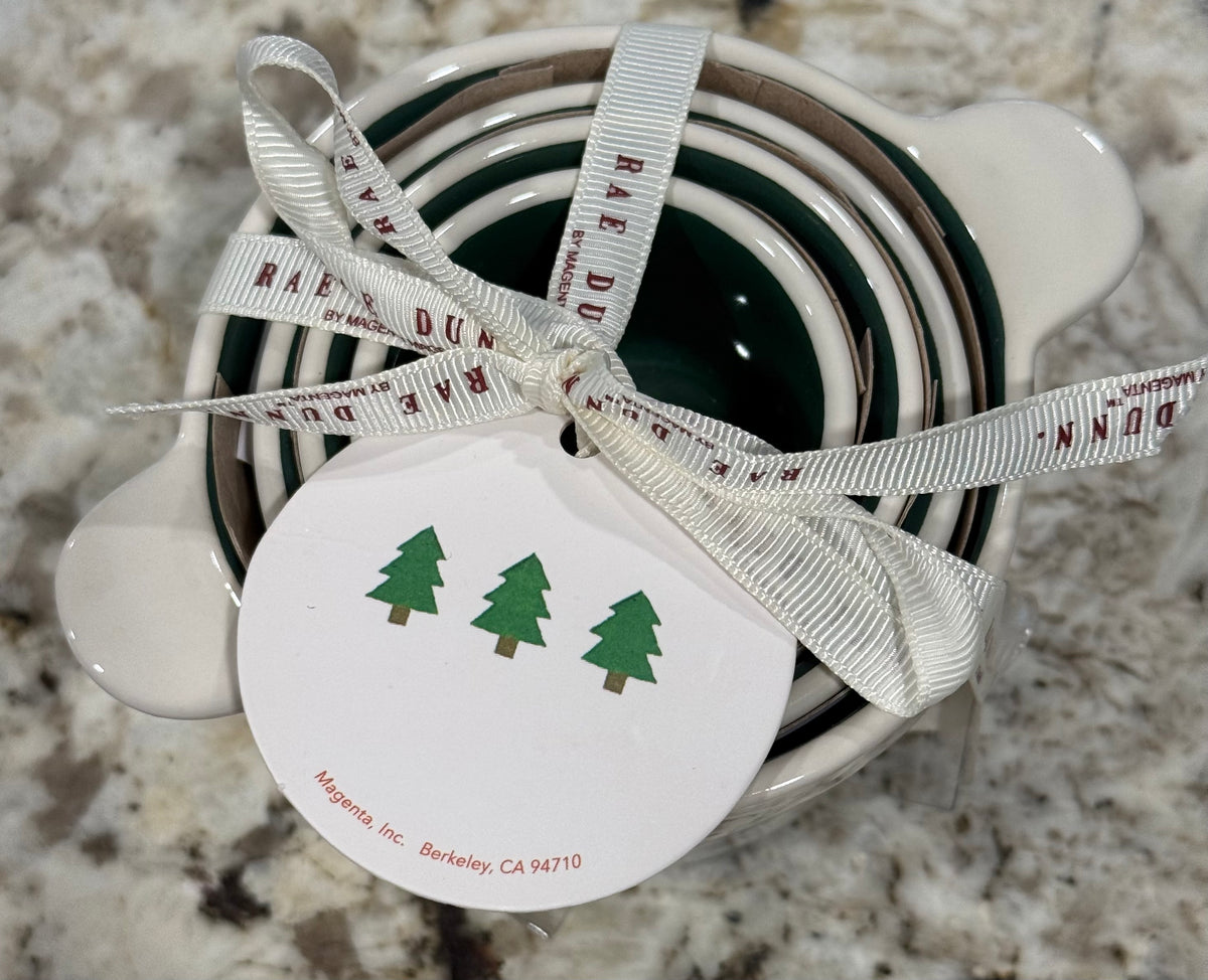 New Rae Dunn white ceramic Christmas pine tree measuring cup set